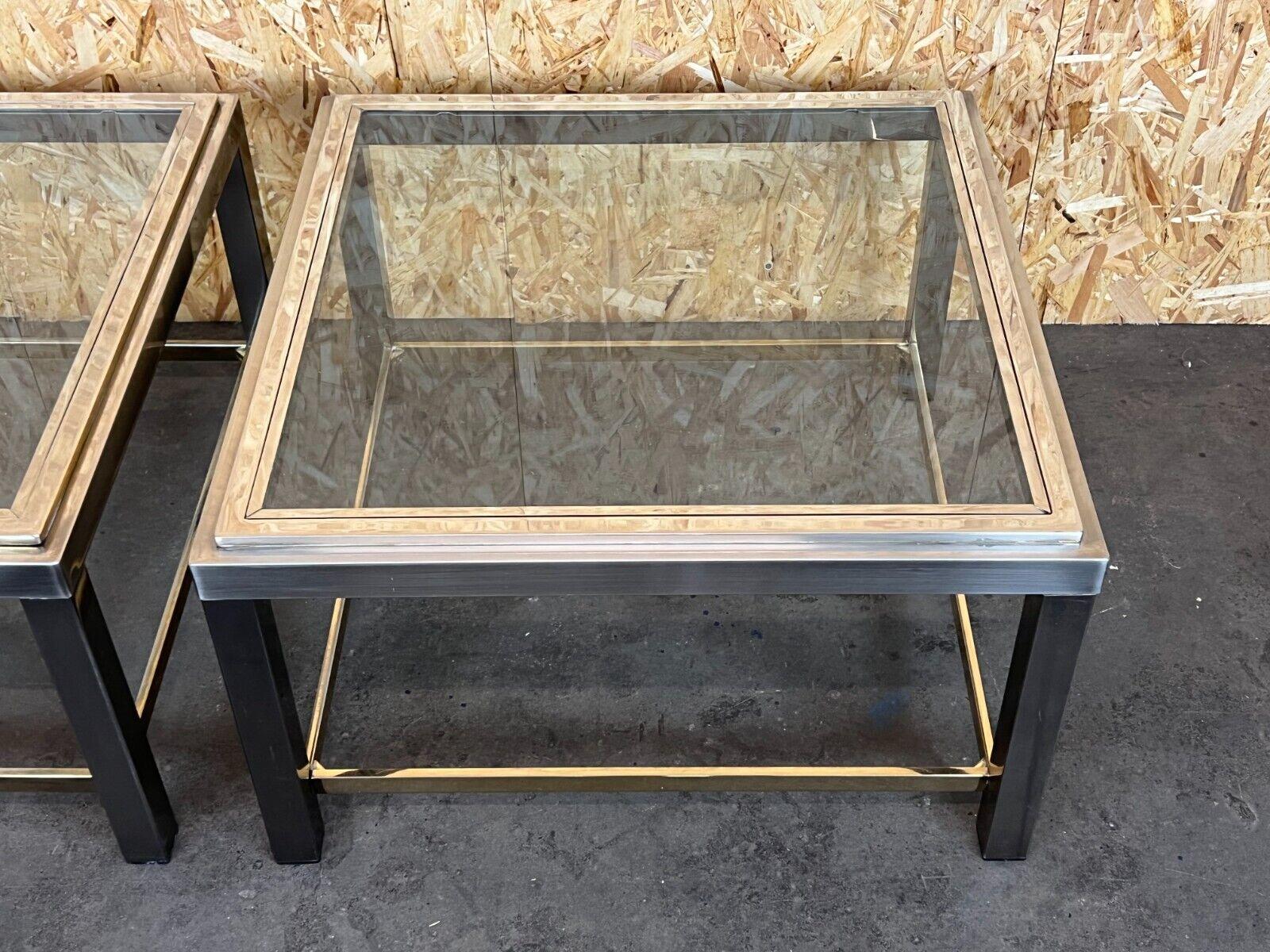 Late 20th Century 2x 60s 70s Jean Charles Coffee Table Chrome & Brass Side Table Space Age Design For Sale