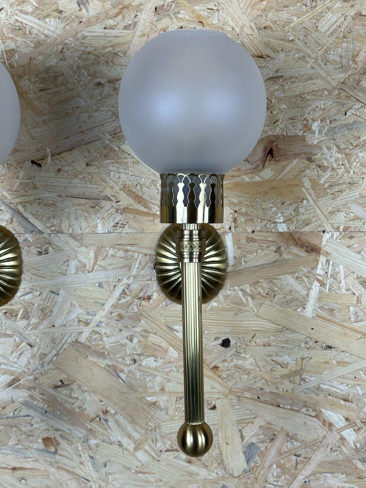 2x 60s 70s lamp light wall lamp glass & brass space age design For Sale 5