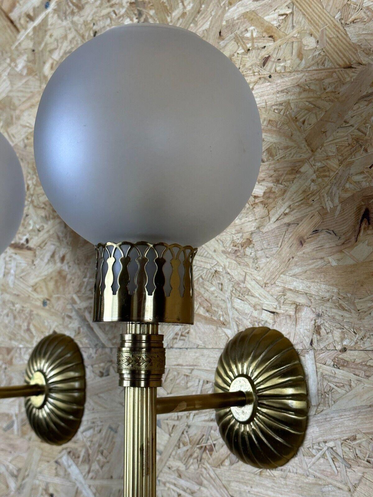2x 60s 70s lamp light wall lamp glass & brass space age design For Sale 6