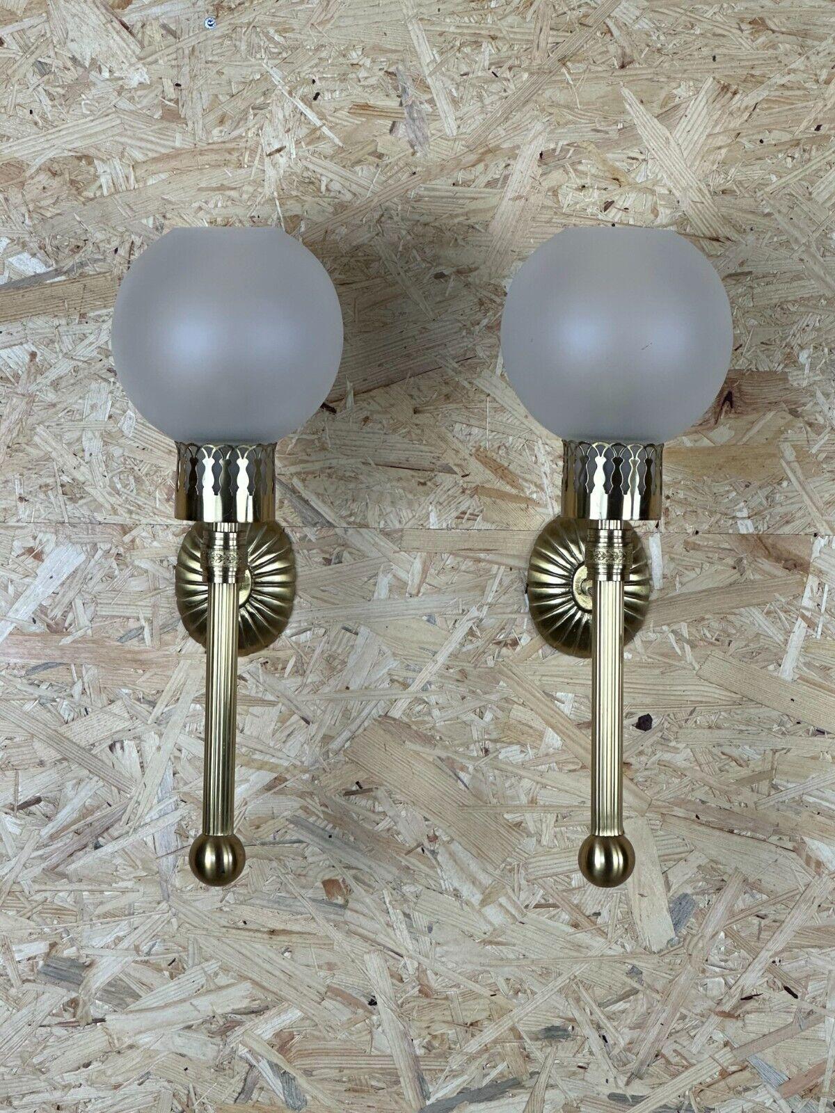 2x 60s 70s lamp light wall lamp glass & brass space age design For Sale 12