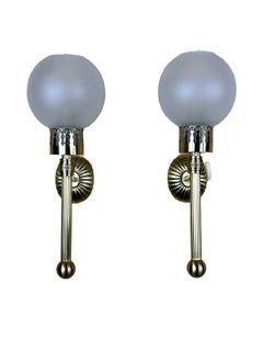 2x 60er 70er Jahre Lampe Licht Wandlampe Glas & Messing Space Age Design