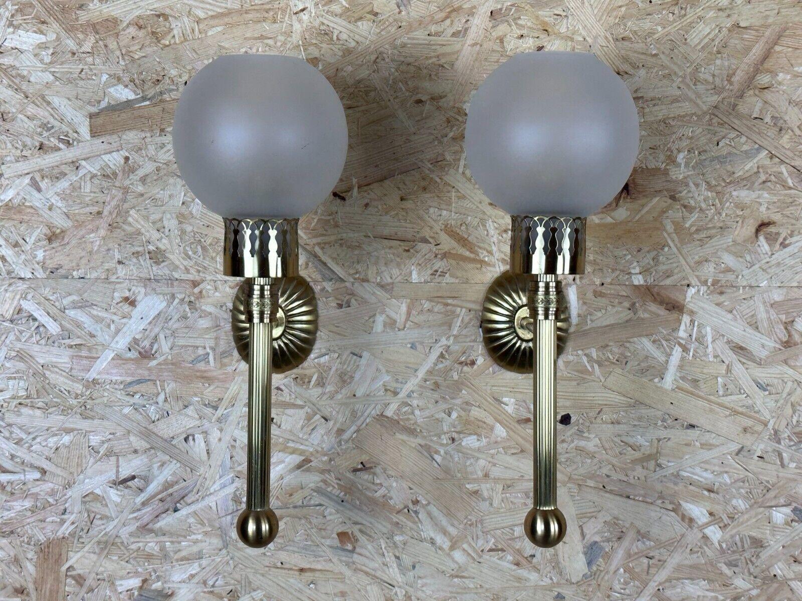 2x 60s 70s lamp light wall lamp glass & brass space age design In Good Condition For Sale In Neuenkirchen, NI