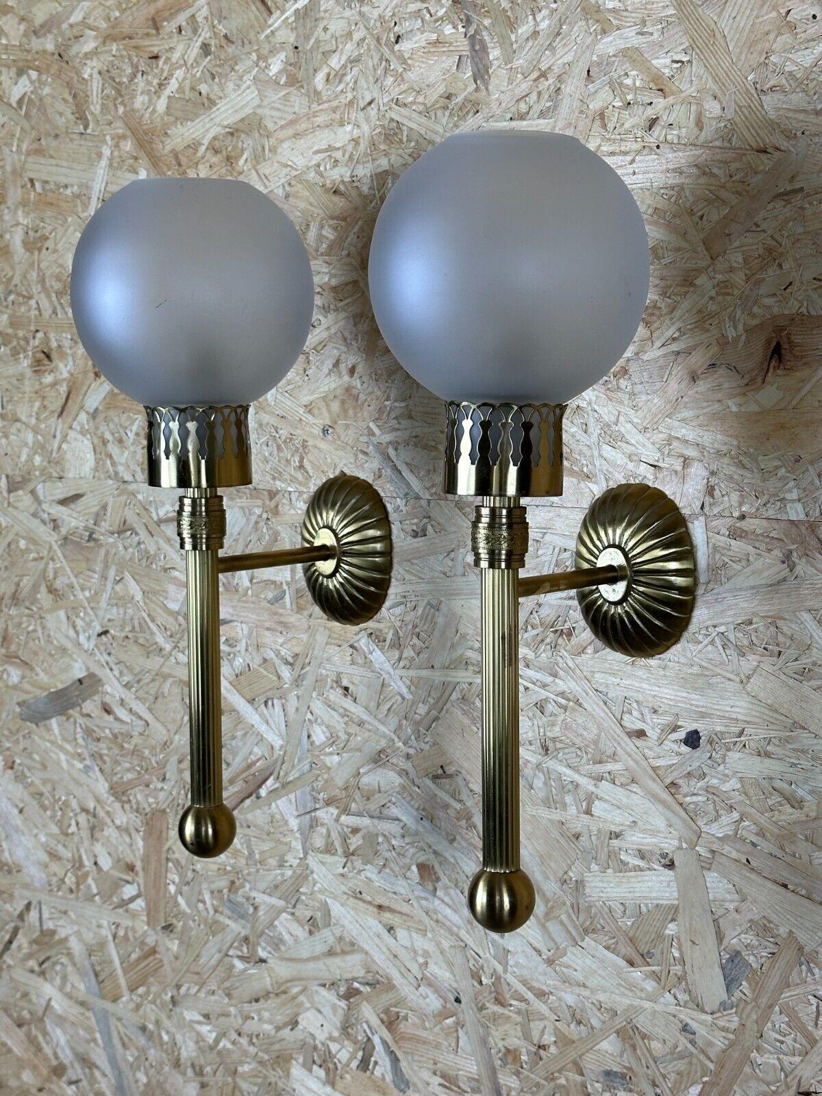 Late 20th Century 2x 60s 70s lamp light wall lamp glass & brass space age design For Sale