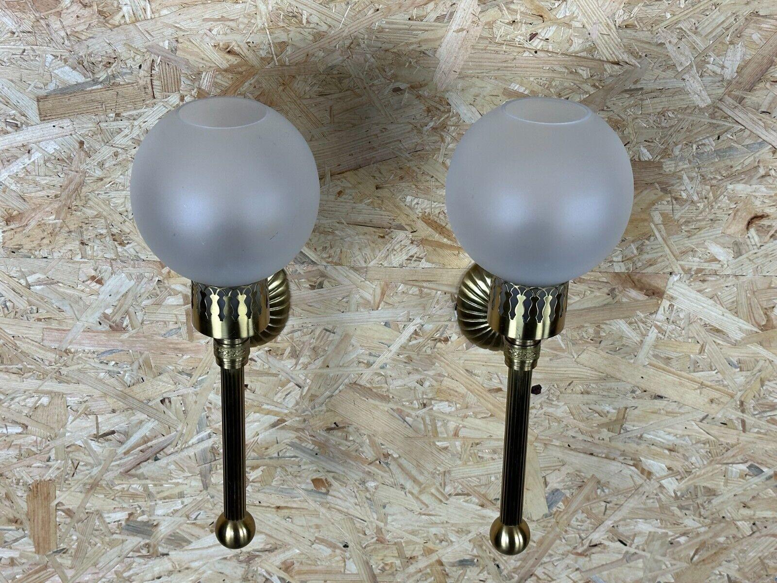2x 60s 70s lamp light wall lamp glass & brass space age design For Sale 1