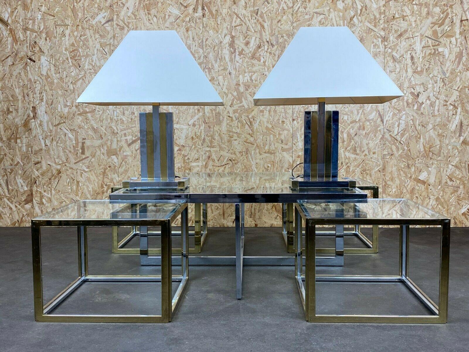 European 2x 60s 70s Table Lamp Table Lamp Lumica Braas & Chrome For Sale