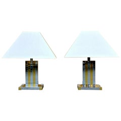 2x 60s 70s Table Lamp Table Lamp Lumica Braas & Chrome