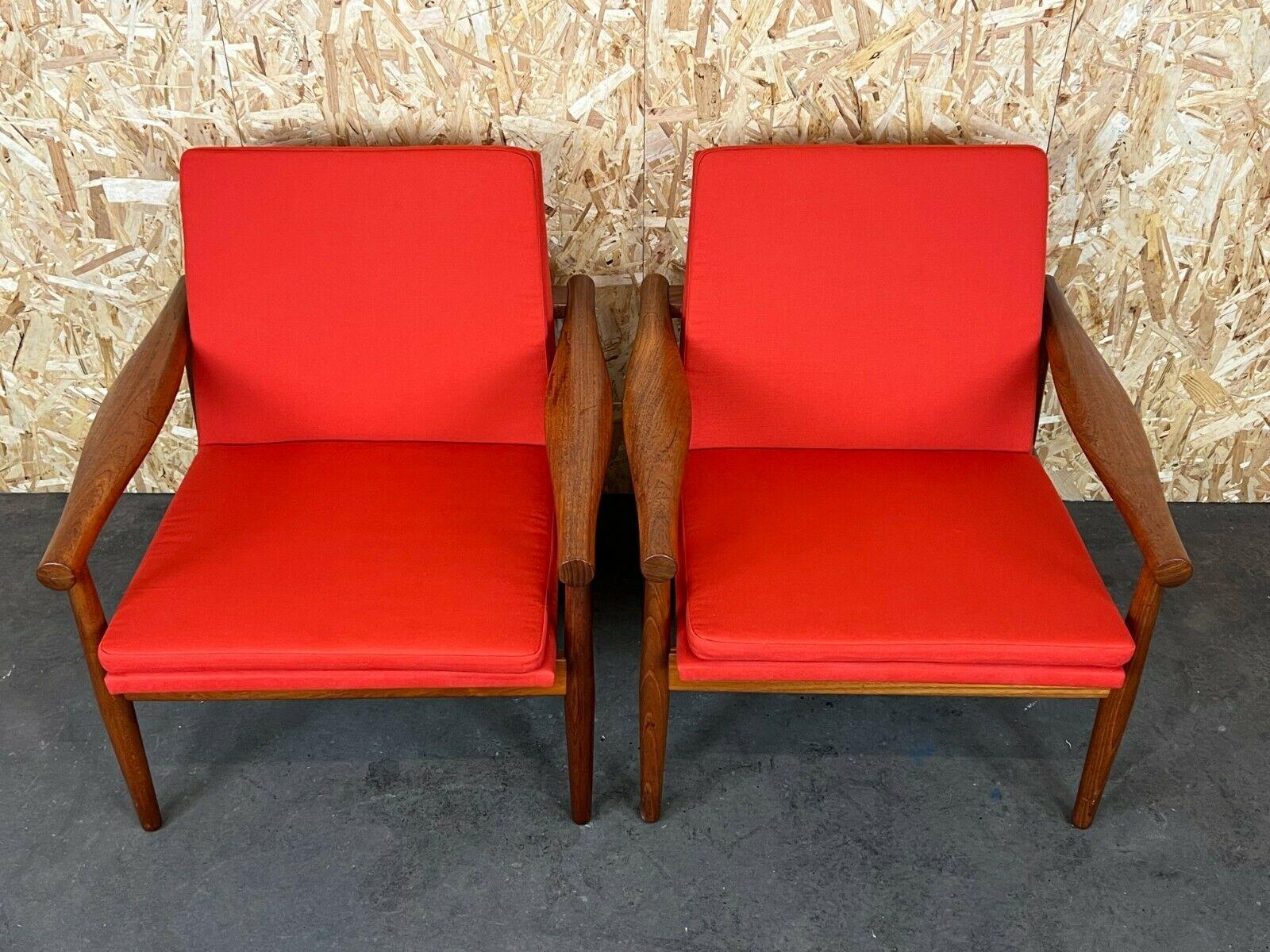 Tissu 2 fauteuils en teck Kai Lyngfeld Larsen Sborg Mbler, Danemark, années 60/70 en vente