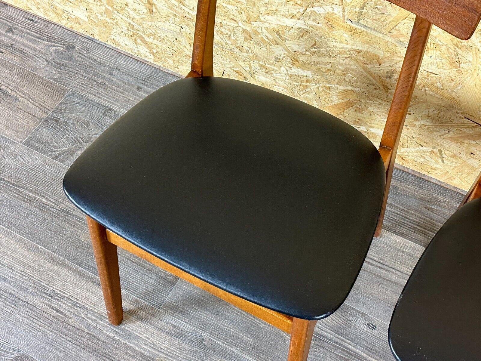 Faux Leather 2x 60s 70s teak dining chair by Farstrup Møbler Made in Denmark For Sale