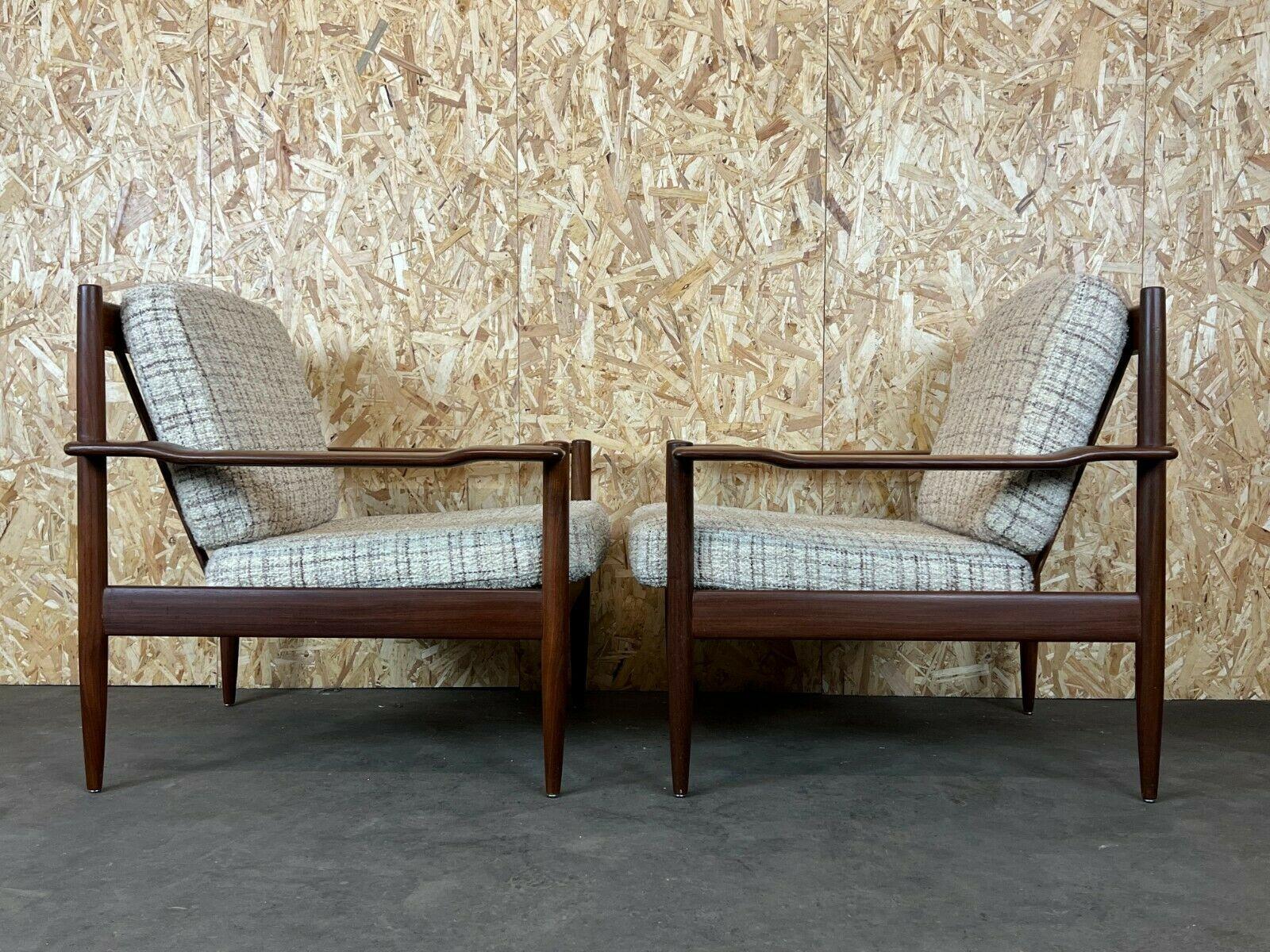 Fabric 2x 60s 70s Teak Easy Chair Lounge Chair Danish Modern Design 70s For Sale