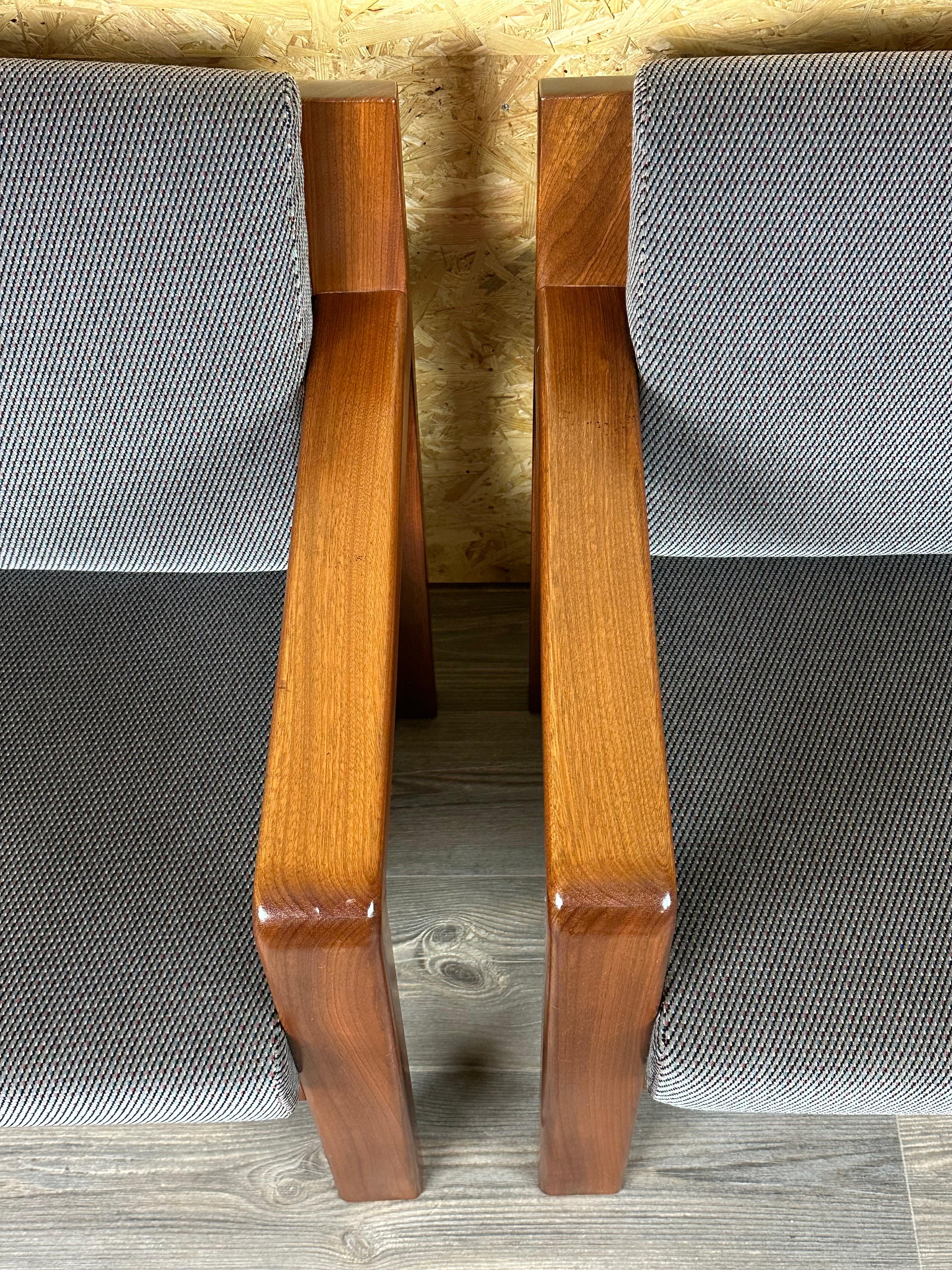 Tissu 2x 60s 70s Teck Easy Chair Lounge Chairs Danish Modern Design en vente