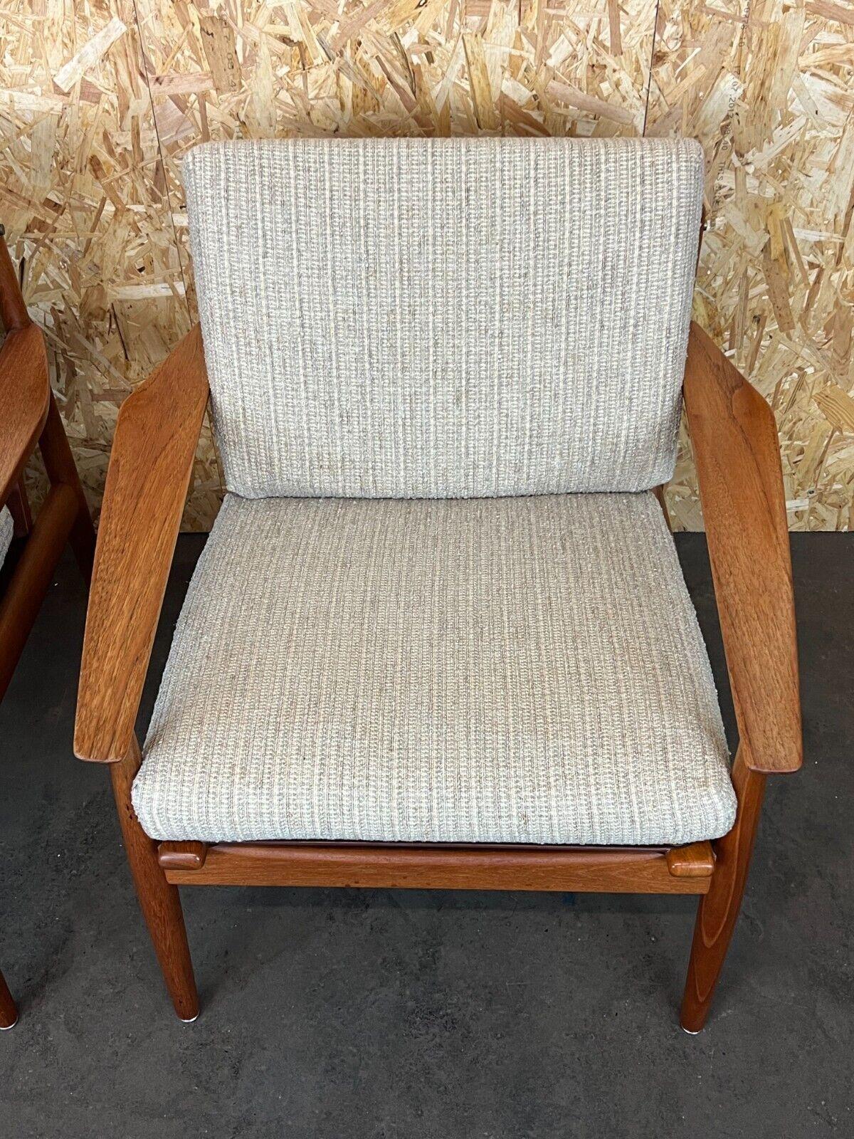 Fabric 2x 60s 70s Teak Easy Chair Svend Aage Eriksen for Glostrup Design For Sale