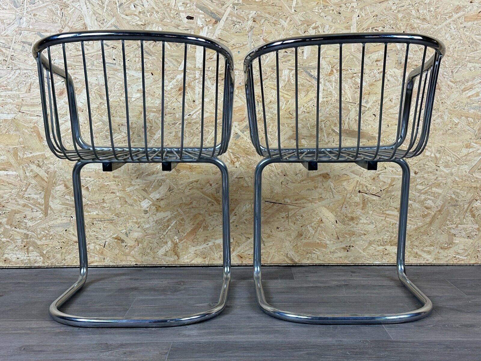 2x 60s 70s wire chair armchair dining chair metal chrome plated design en vente 4