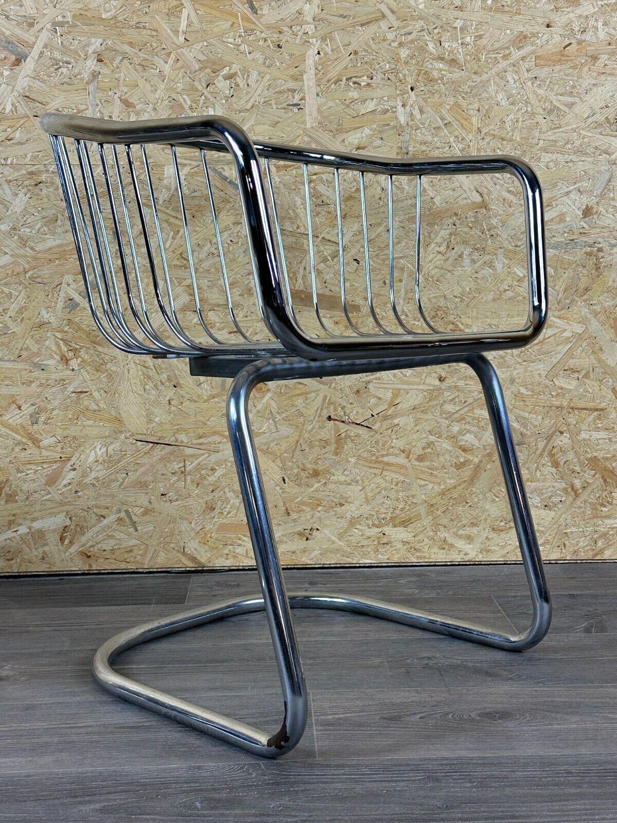 2x 60s 70s wire chair armchair dining chair metal chrome plated design For Sale 6