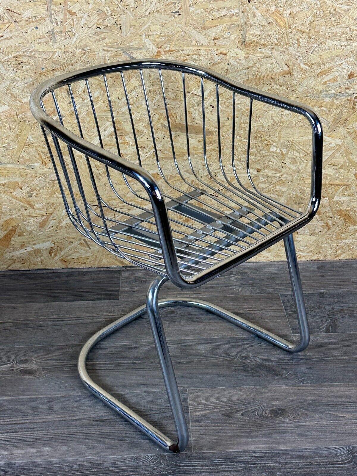 2x 60s 70s wire chair armchair dining chair metal chrome plated design For Sale 7