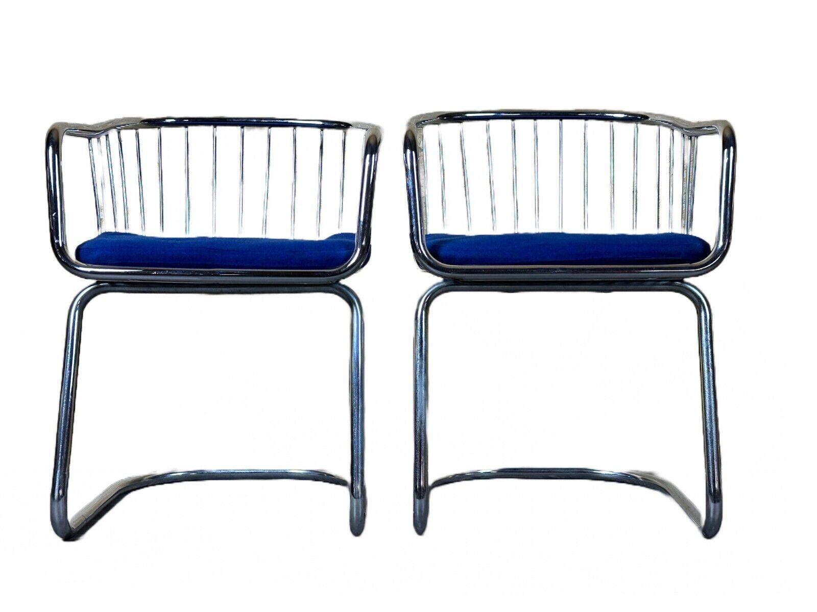 2x 60s 70s wire chair armchair dining chair metal chrome plated design en vente 10