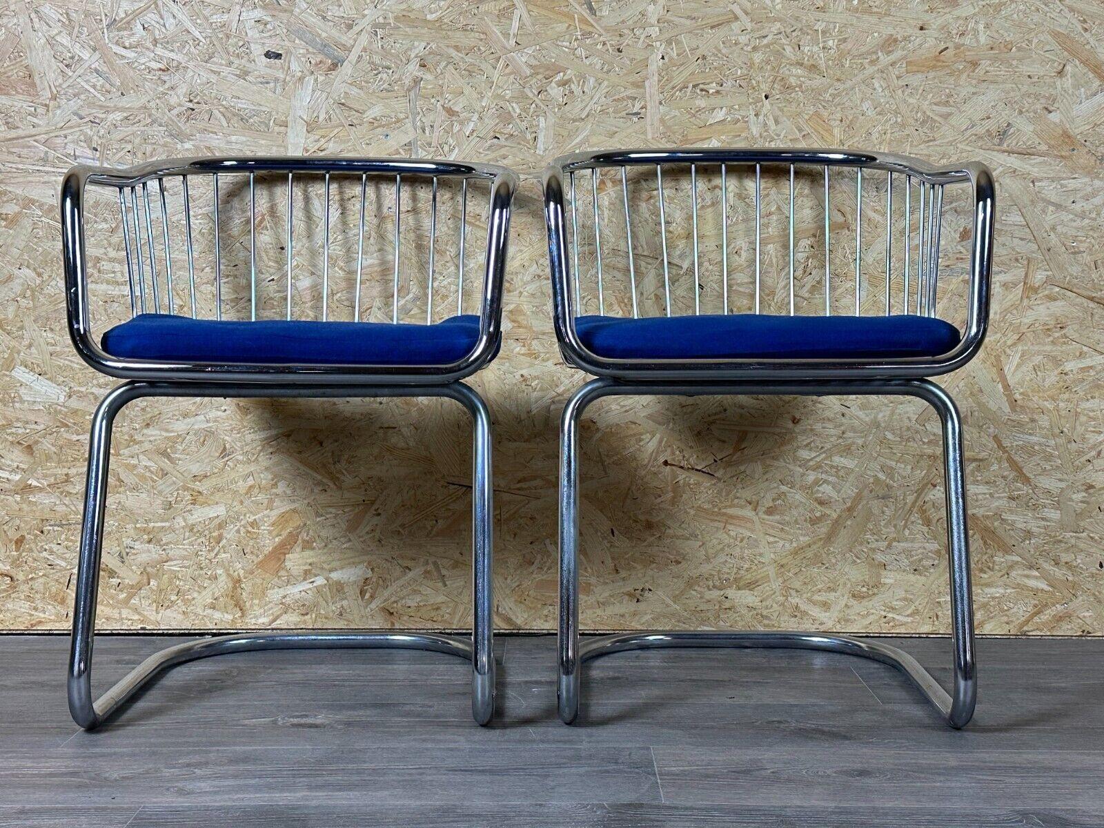 2x 60s 70s wire chair armchair dining chair metal chrome plated design en vente 11