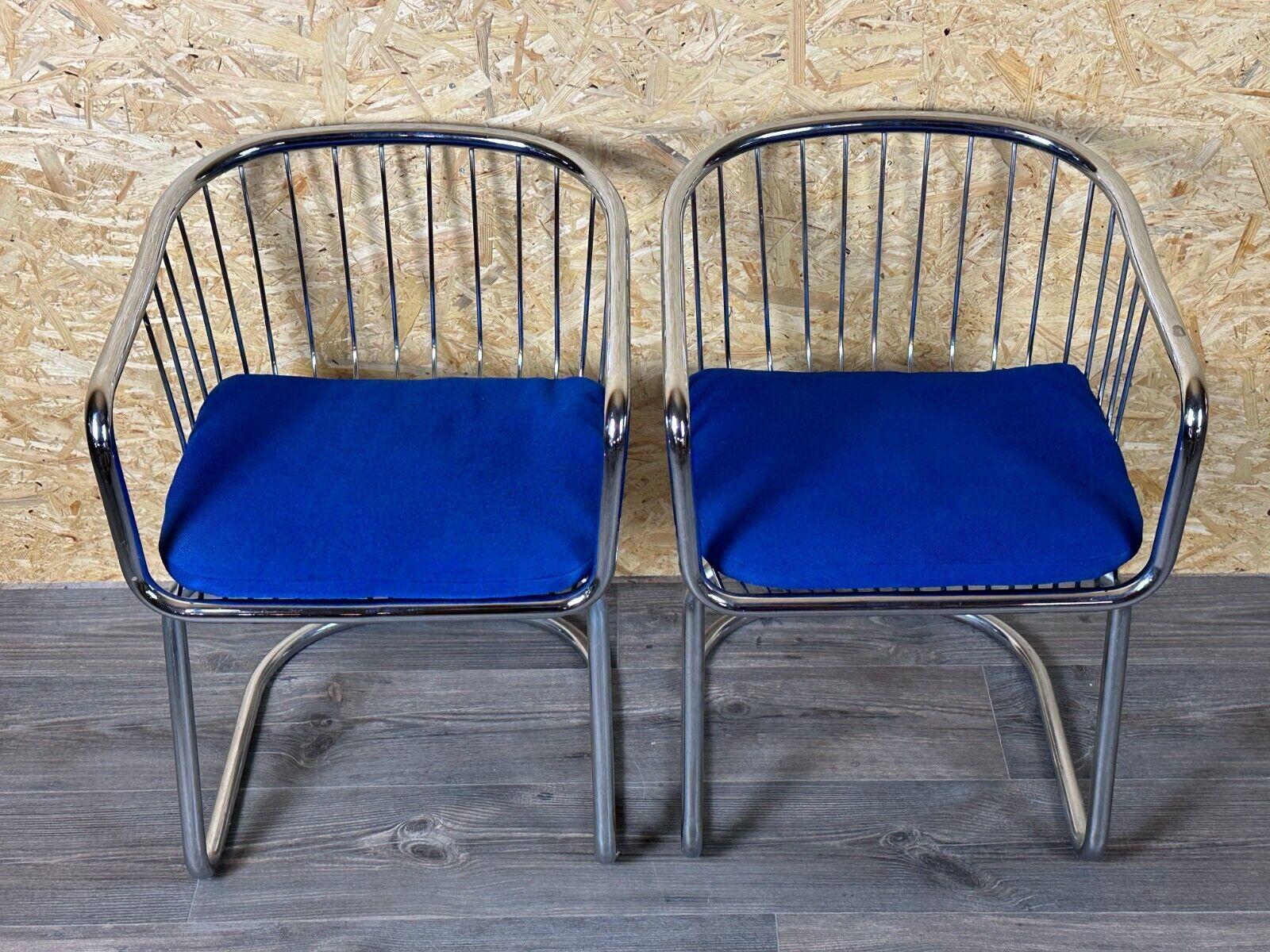 2x 60s 70s wire chair armchair dining chair metal chrome plated design For Sale 12