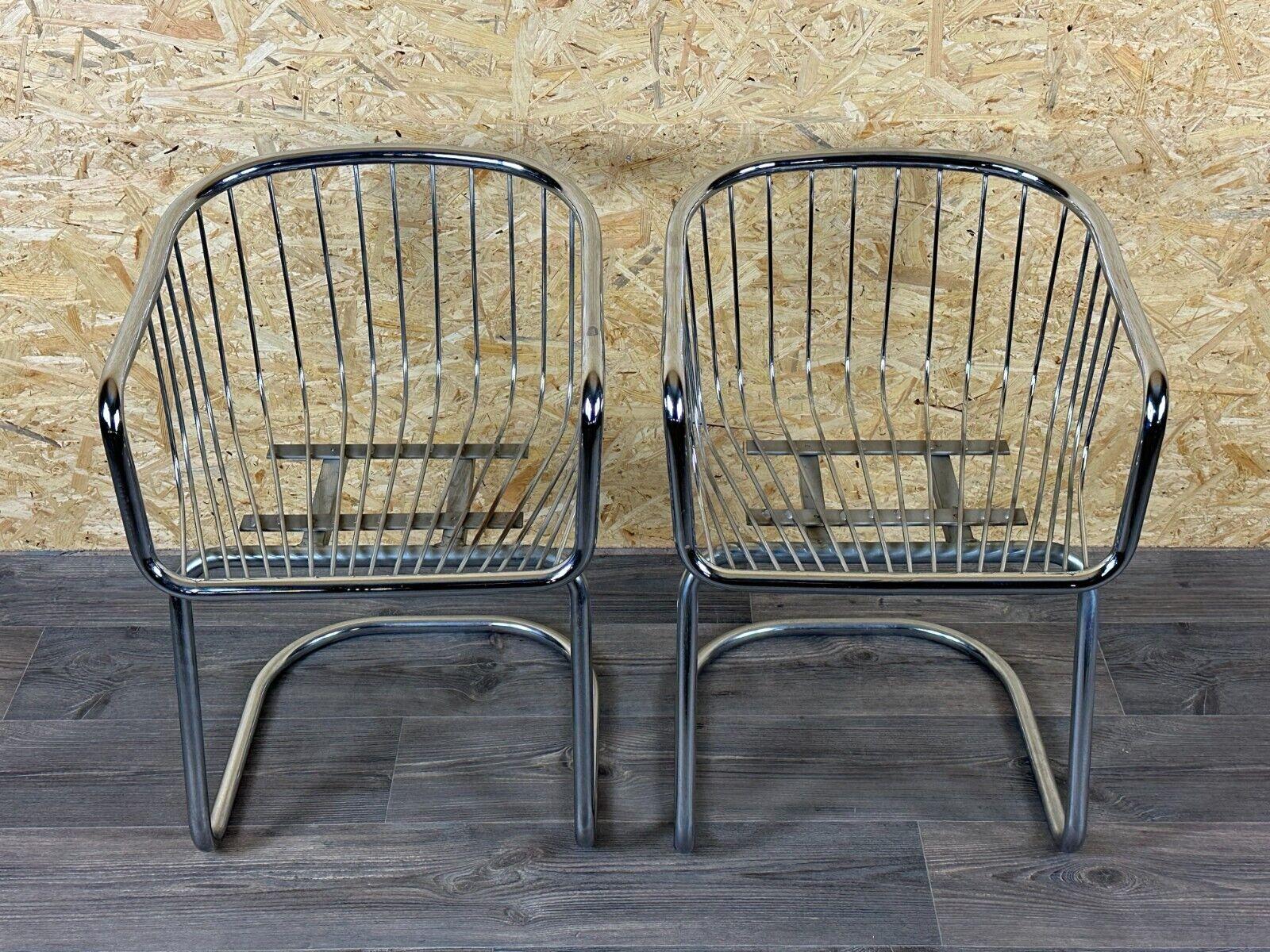 2x 60s 70s wire chair armchair dining chair metal chrome plated design In Good Condition For Sale In Neuenkirchen, NI