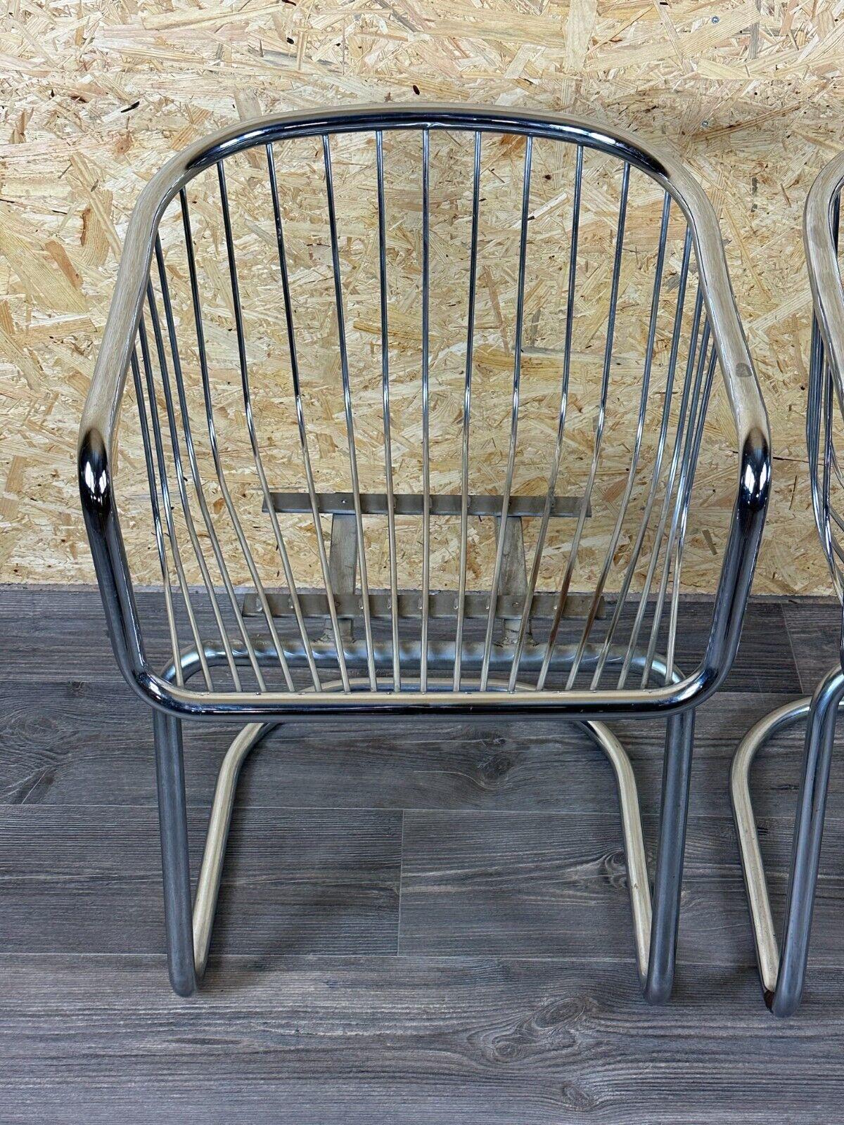Late 20th Century 2x 60s 70s wire chair armchair dining chair metal chrome plated design For Sale