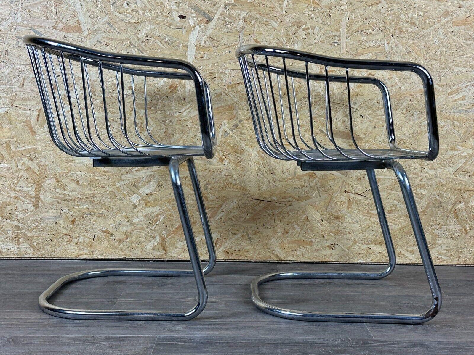 2x 60s 70s wire chair armchair dining chair metal chrome plated design For Sale 3
