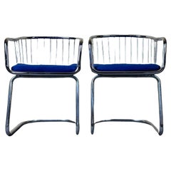 2x 60s 70s wire chair armchair dining chair metal chrome plated design