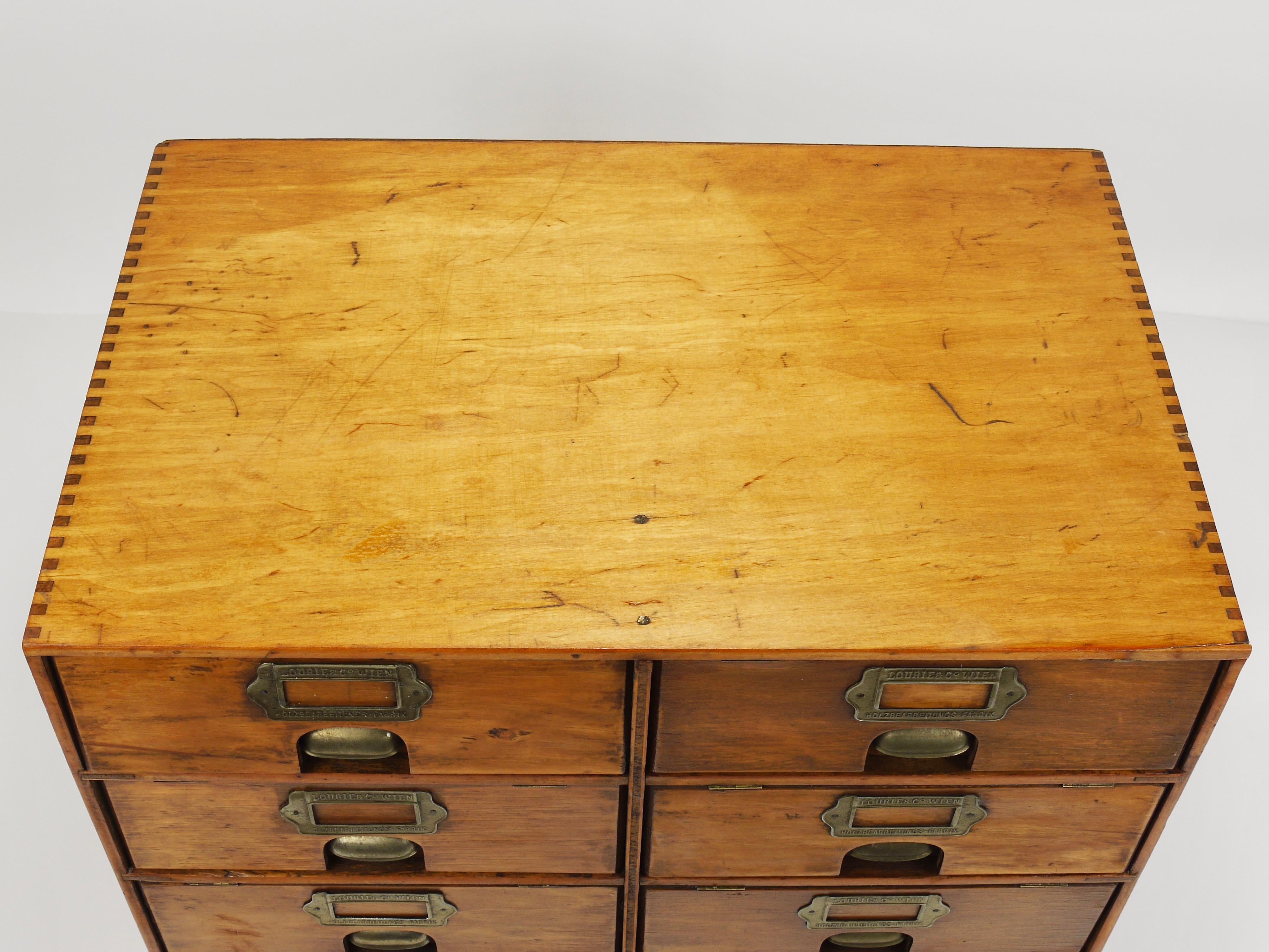 2x Antique Wooden Chest Of Drawers, Filing Cabinet, Lourié & Co, Vienna, 1910 7