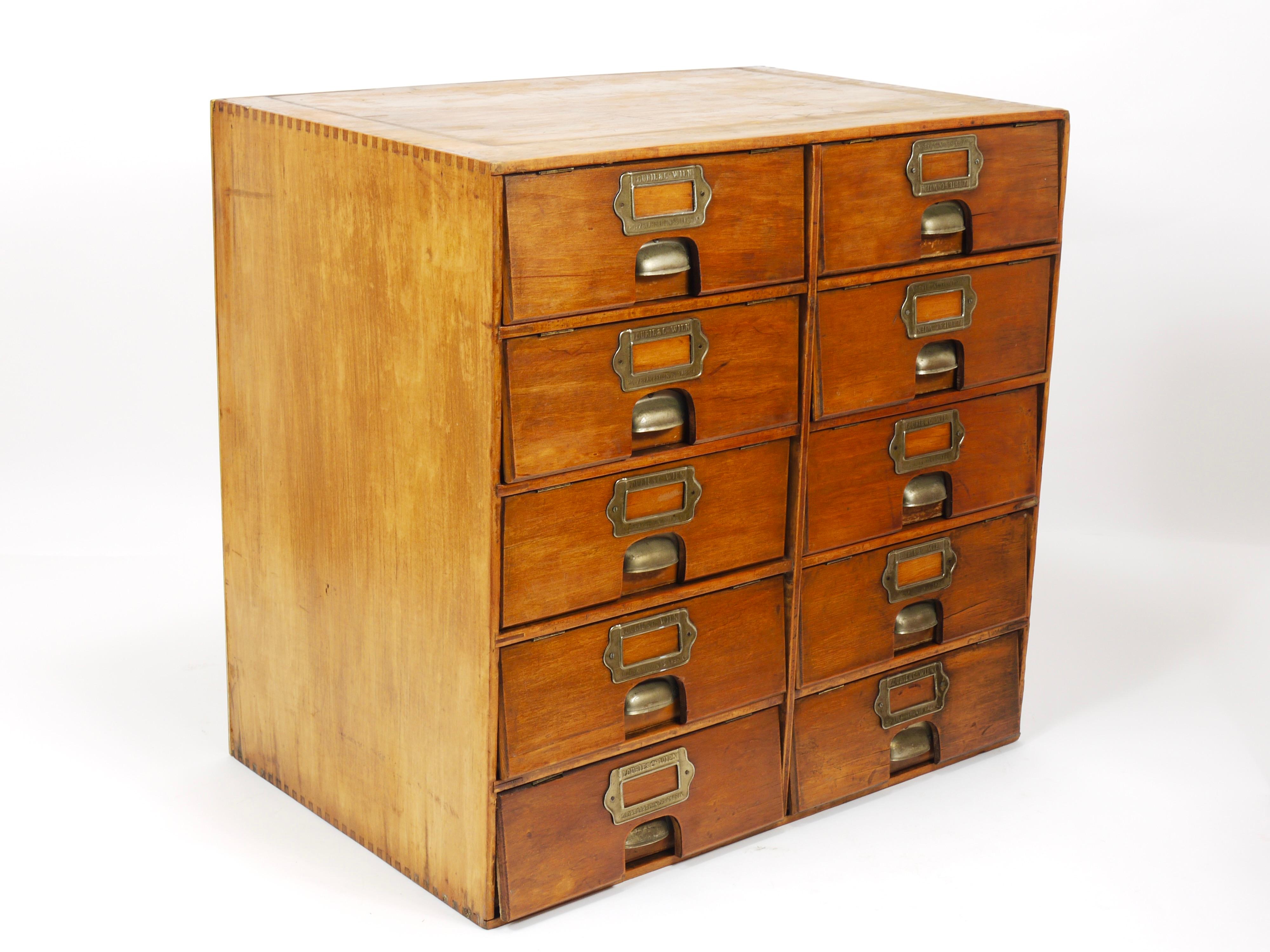 2x Antique Wooden Chest Of Drawers, Filing Cabinet, Lourié & Co, Vienna, 1910 11
