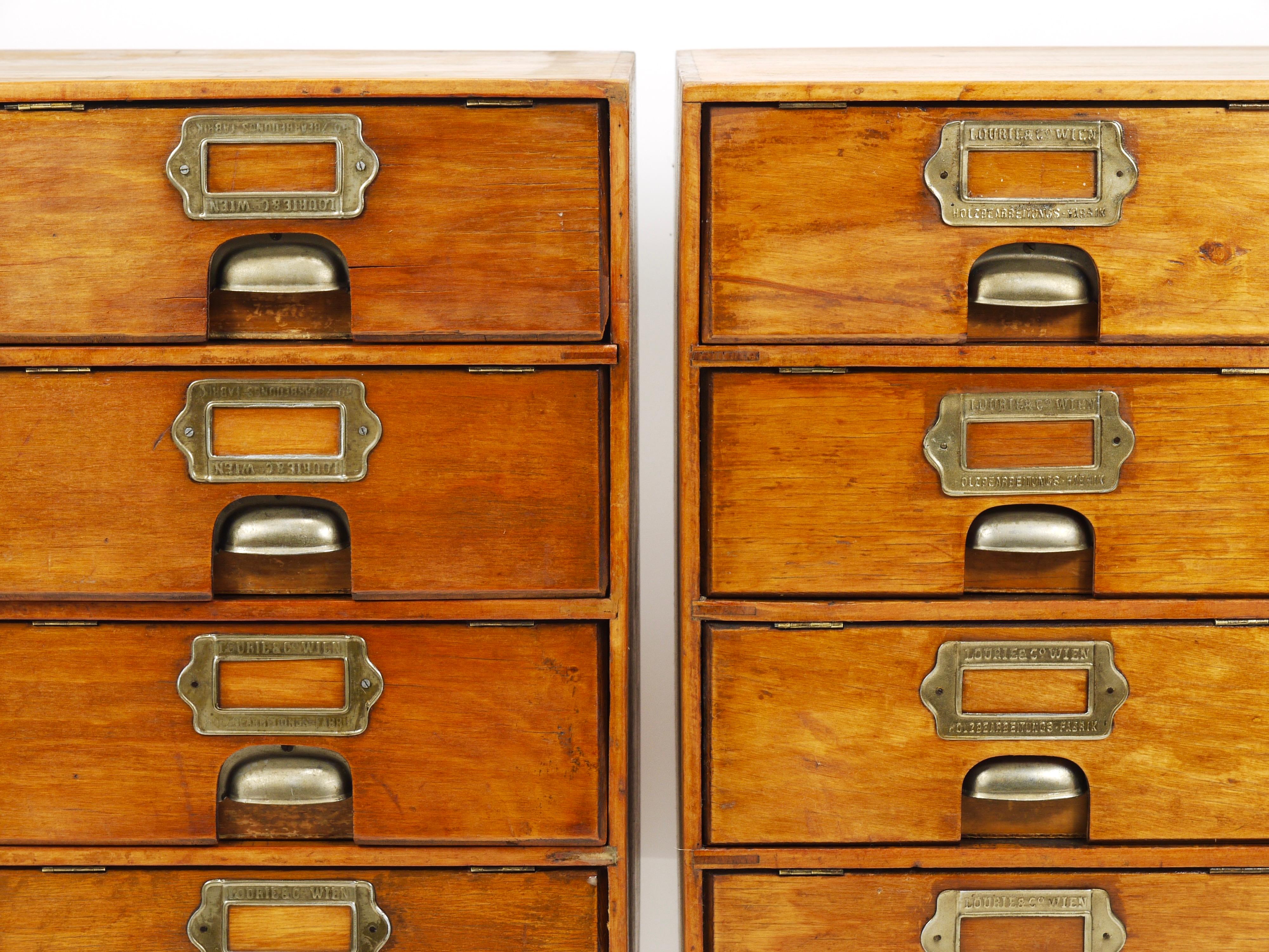 2x Antique Wooden Chest Of Drawers, Filing Cabinet, Lourié & Co, Vienna, 1910 13