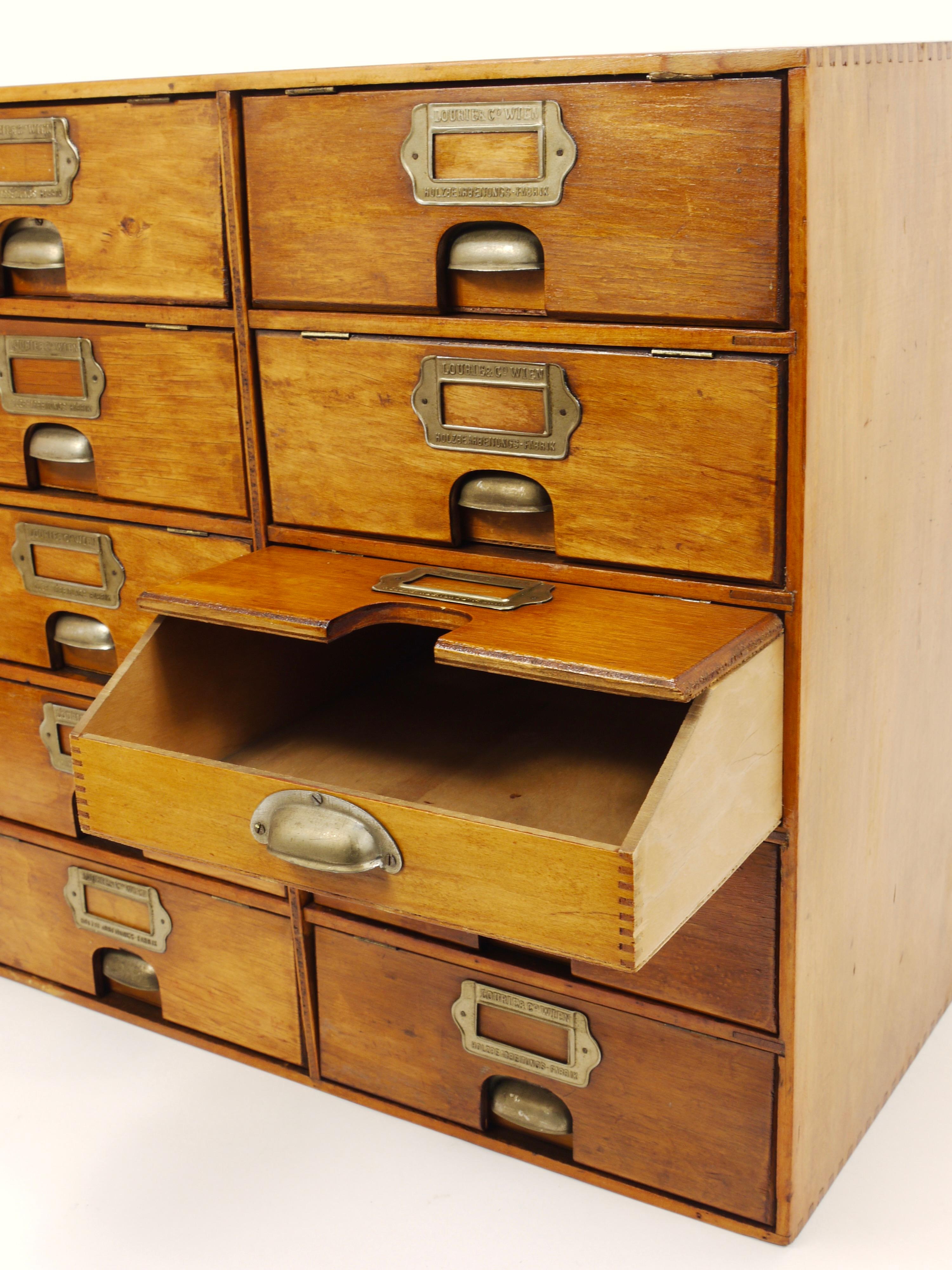 2x Antique Wooden Chest Of Drawers, Filing Cabinet, Lourié & Co, Vienna, 1910 3