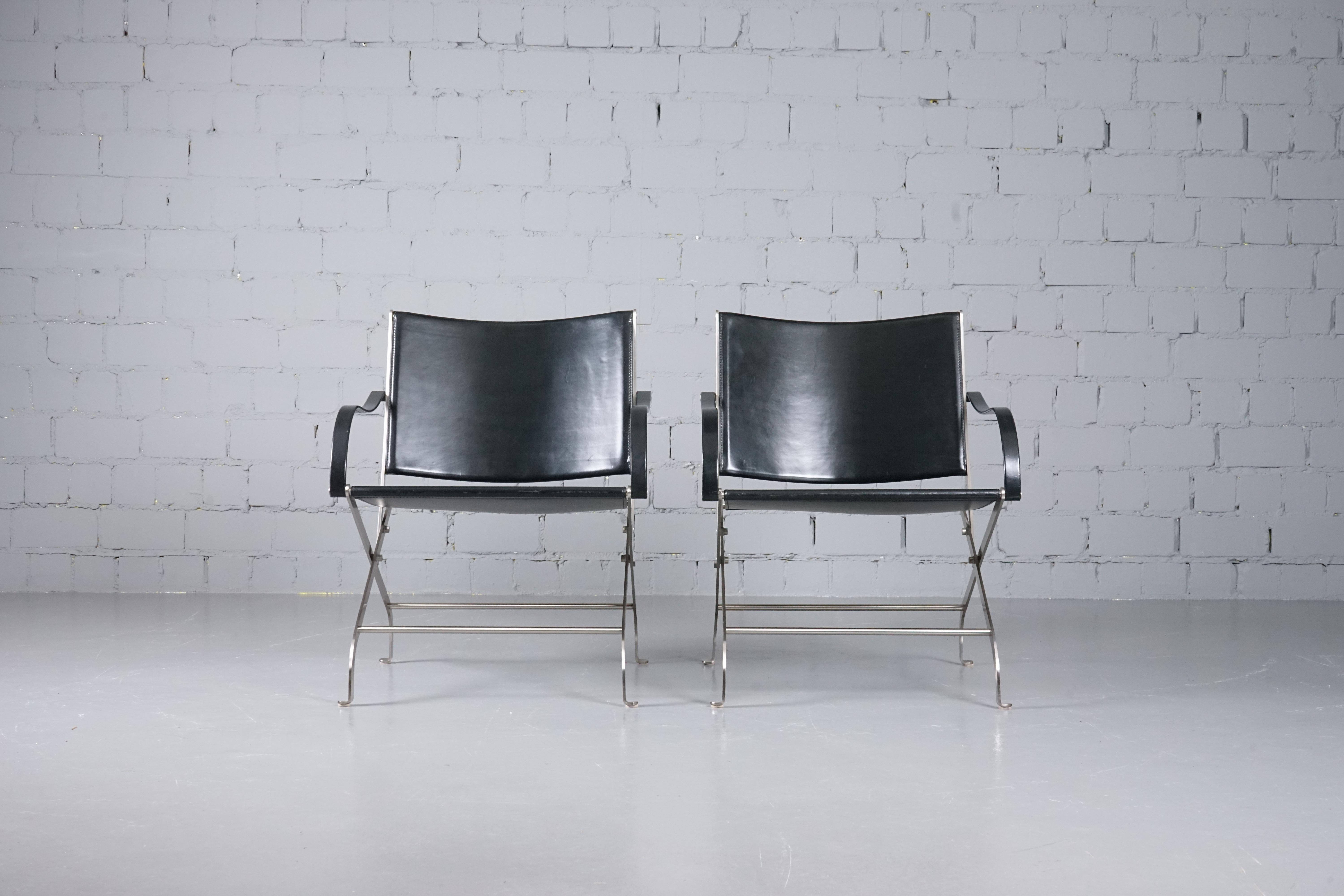 Steel 2x Armchair and 1x Stool Modell Carlotta by Antonio Citterio for Flexform, 1990s For Sale
