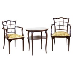 Antique 2x Armchairs Thonet Nr.562 by Gustav Siegel, table Thonet Nr.178
