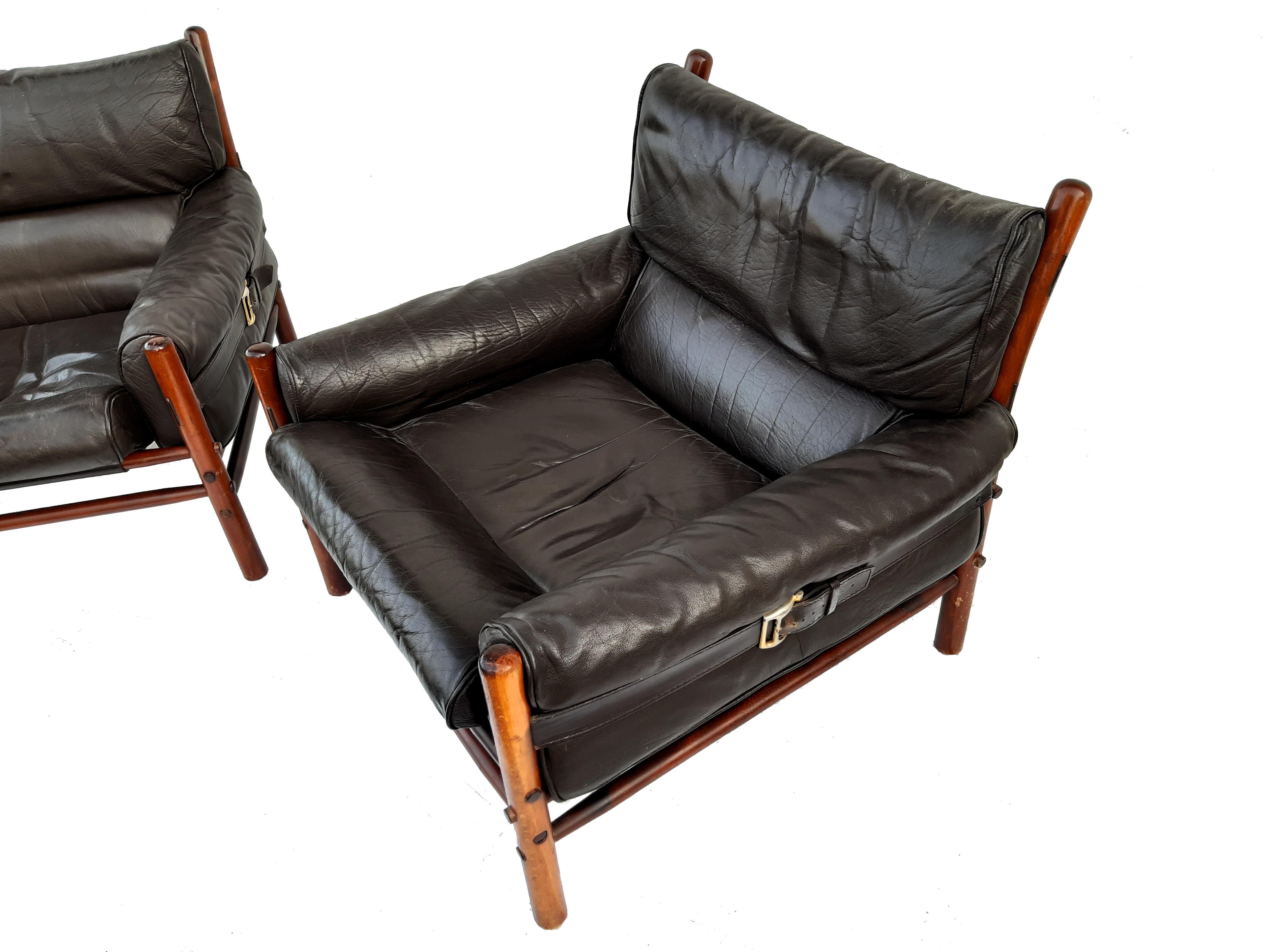 Mid-Century Modern 2x ARNE NORELL lounge chair KONTIKI Schweden 1960er For Sale