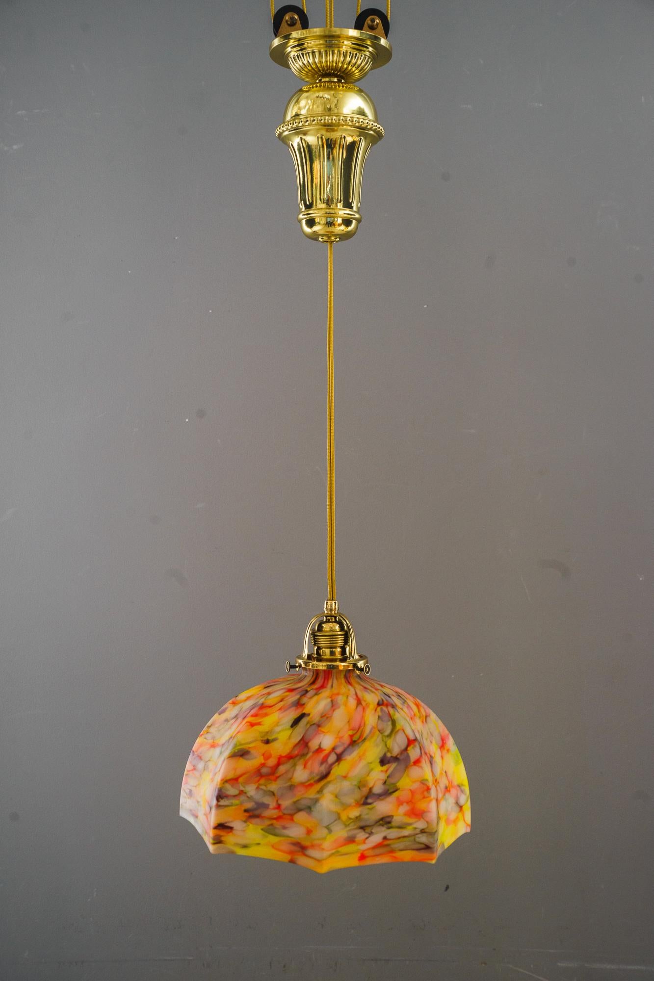 2x Art Deco adjustable pendants vienna around 1920s ( price per piece )
the hight is adjustable from 90cm up to 177cm
Middle position is 110cm
Polished and stove enameled
they are similar not 100% equal