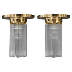 2 lampade da soffitto in stile Art Déco con steli in vetro, intorno agli anni ’20