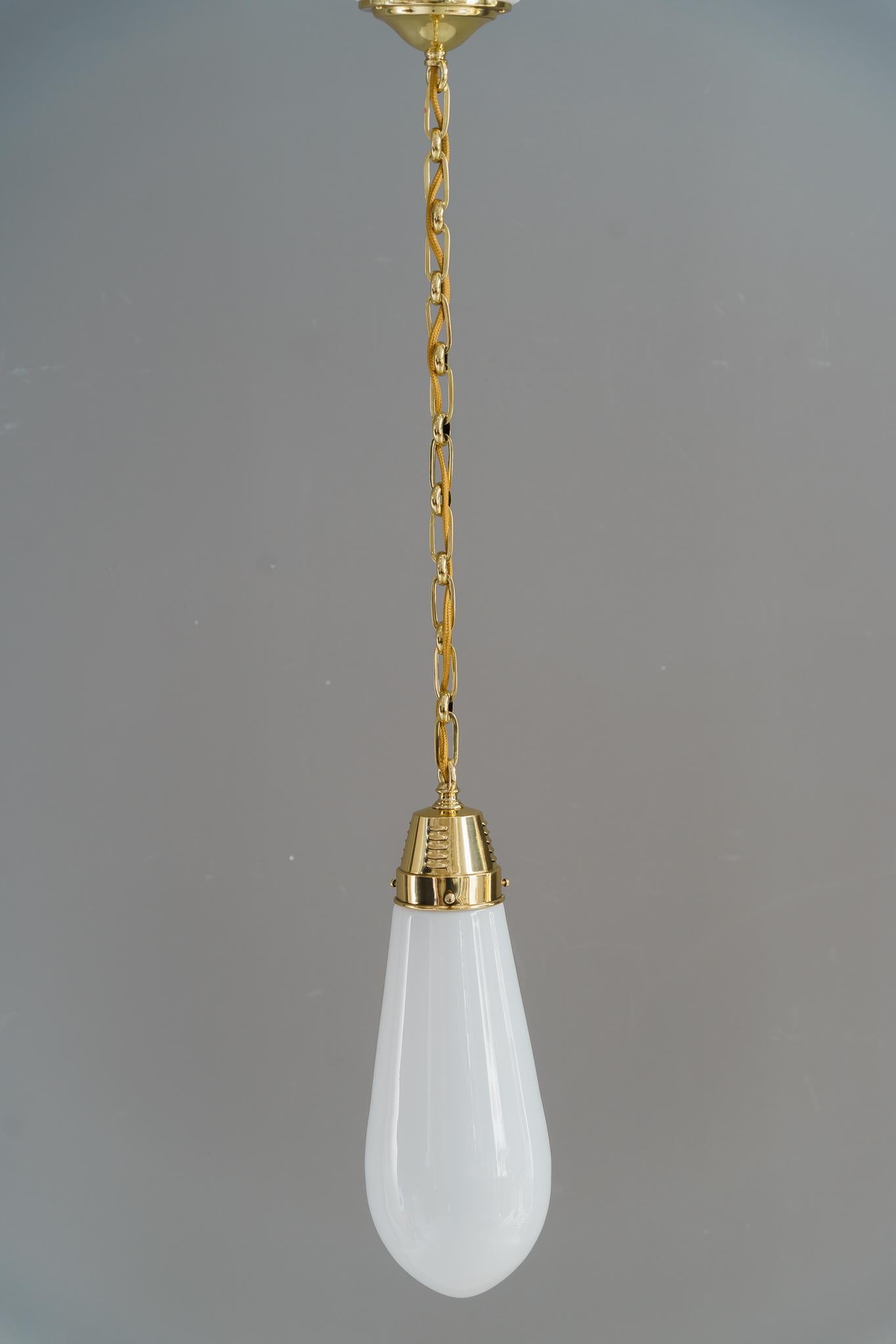2x Art Deco Hanging lamps germany around 1920s
Original old glass shades
Brass polished and stove enameled

