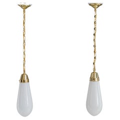 2x Art Deco Hanging lamps germany around 1920s with original old glass shades