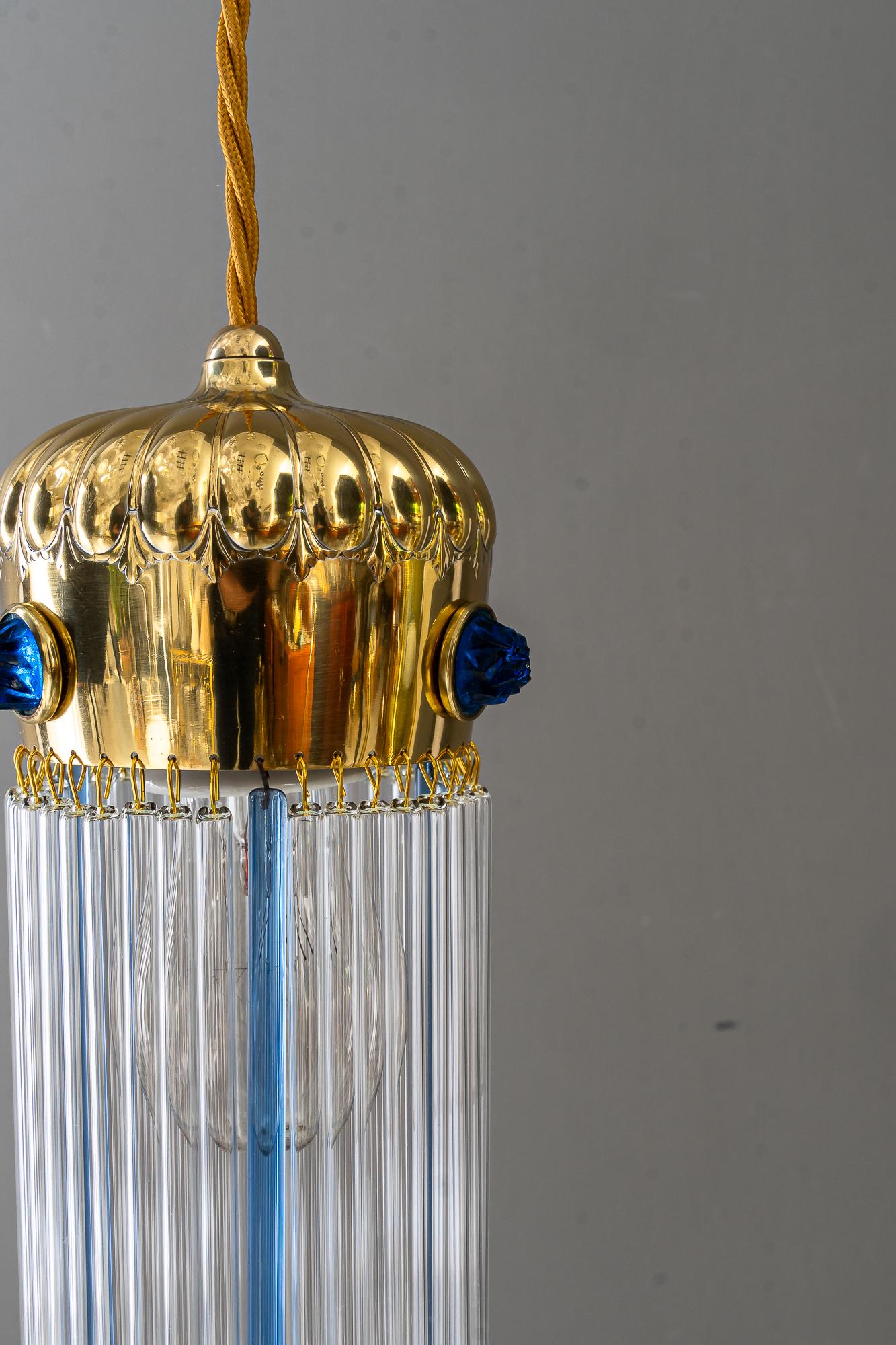 Polished 2x Art Deco pendants with glass sticks vienna around 1920s
