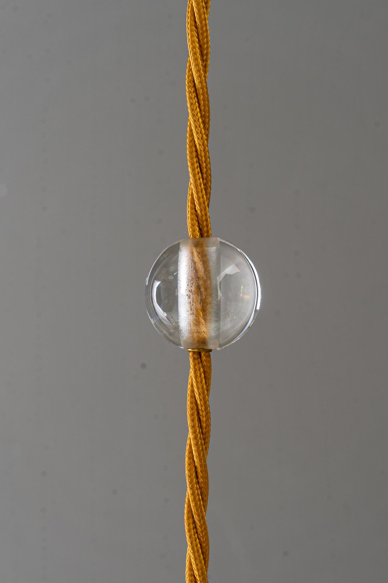 Brass 2x Art Deco pendants with glass sticks vienna around 1920s