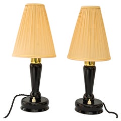 Vintage 2x Art Deco Table lamps with fabric shades vienna around 1920s