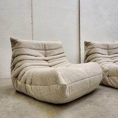 2x Bouclé Edition Chaise Togo par Michel Ducaroy pour Ligne Roset 1973