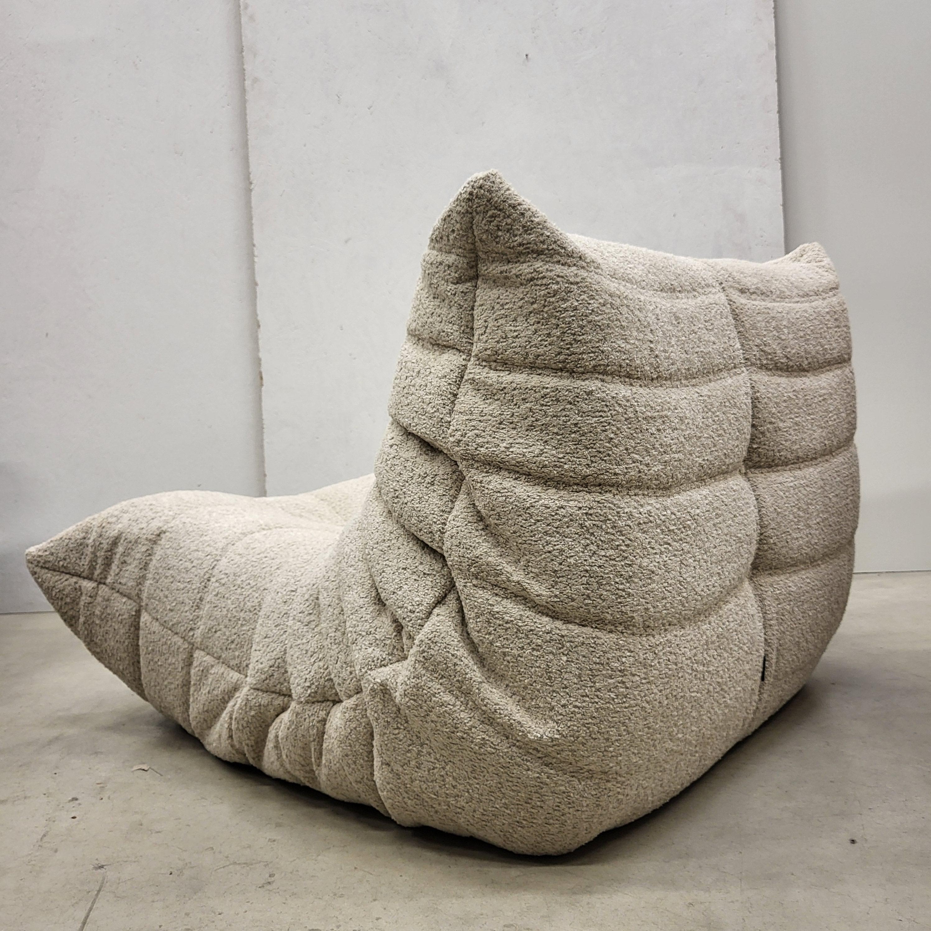 Late 20th Century 2x Bouclé Edition Togo Chair by Michel Ducaroy for Ligne Roset 1973