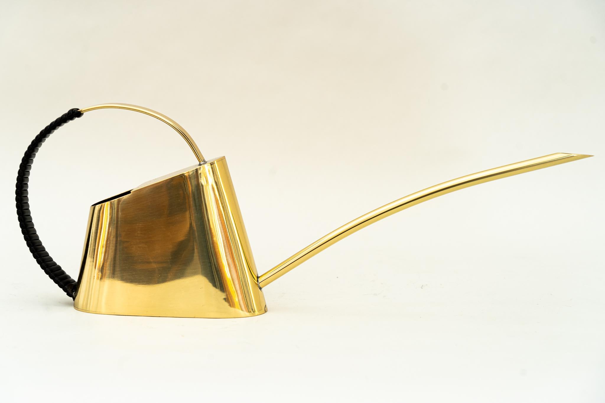 Lacquered 2x Brass Watering Cans, circa 1950s For Sale