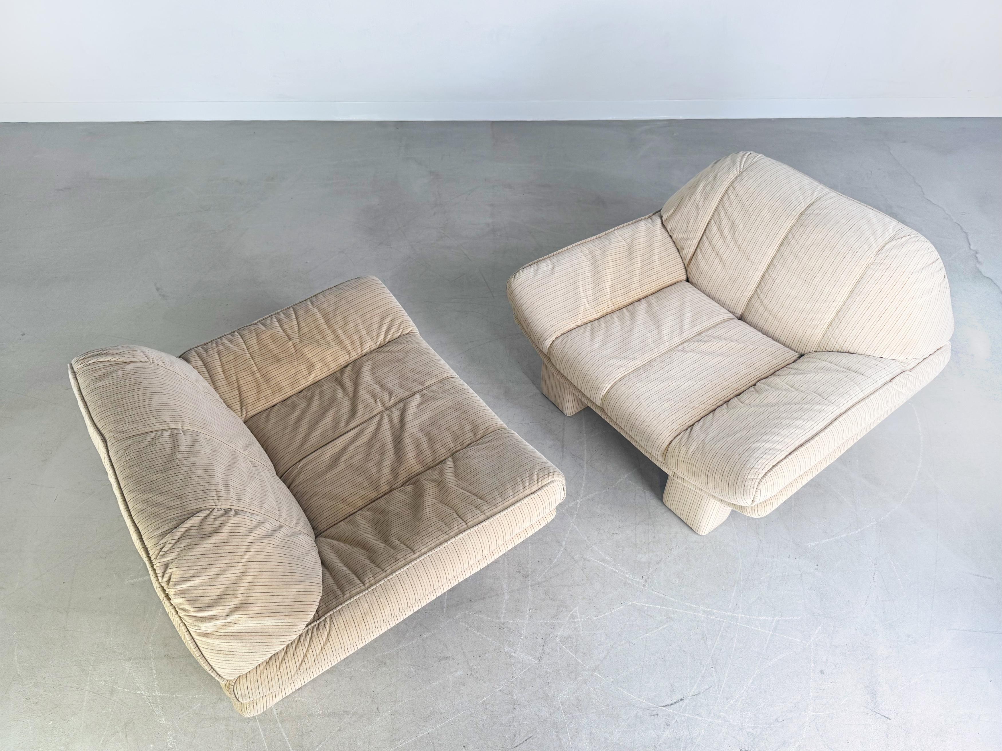Velours 2x Burkhard Vogtherr Midcentury Sessel 1970 samt Vintage Lounge en vente