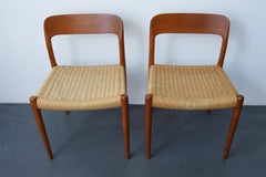 2 Chairs by Niels O. Møller Modell 75 Teak and Paper Cord, Denmark, 1960s