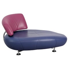 2x Chaiselongue Leolux Kikki Liege Recamiere Leder Sofa pink blau