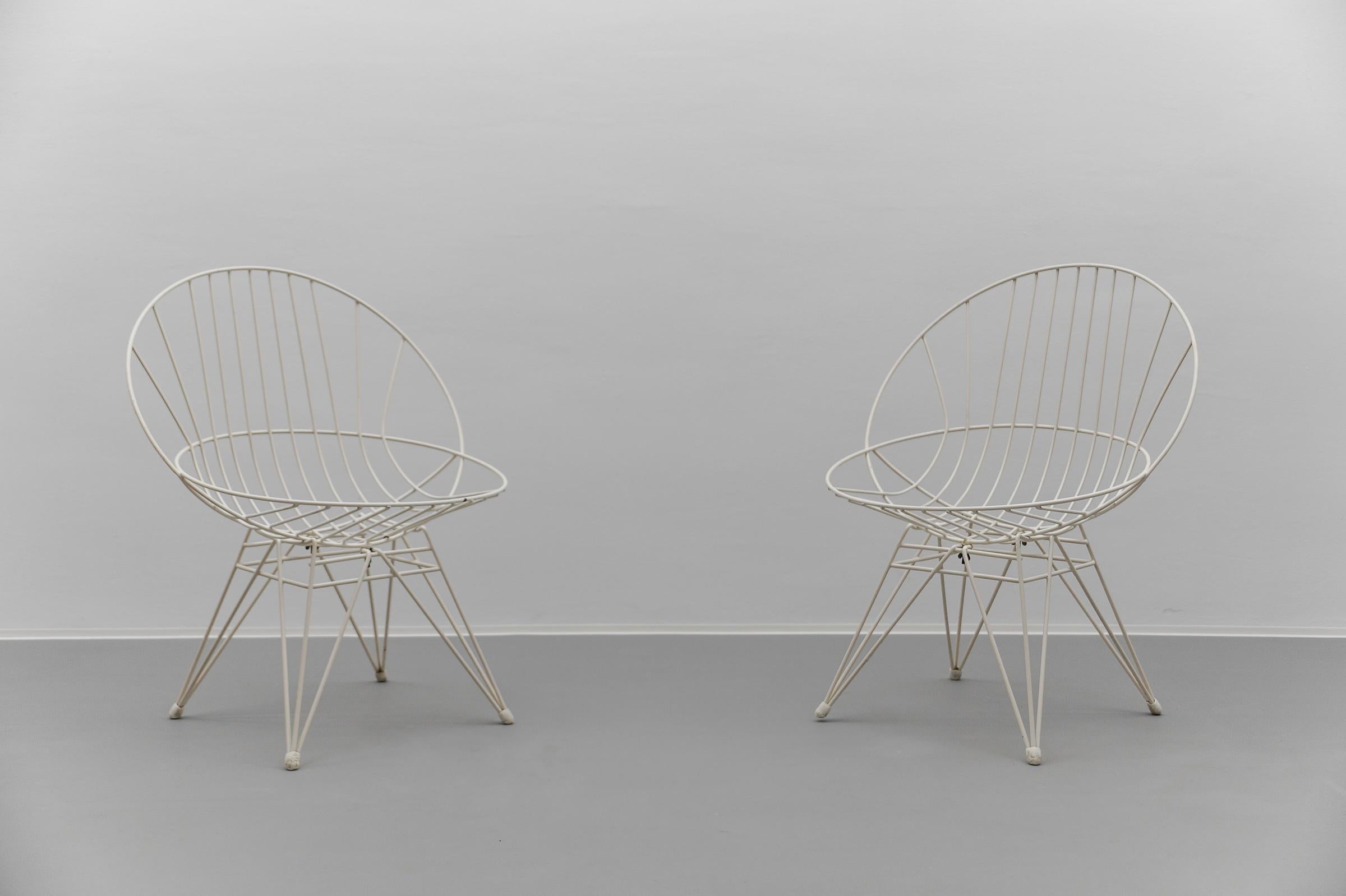 Mid-Century Modern 2x Combex Wire Chair + Table by Cees Braakman for Pastoe, 1950er Netherlands en vente