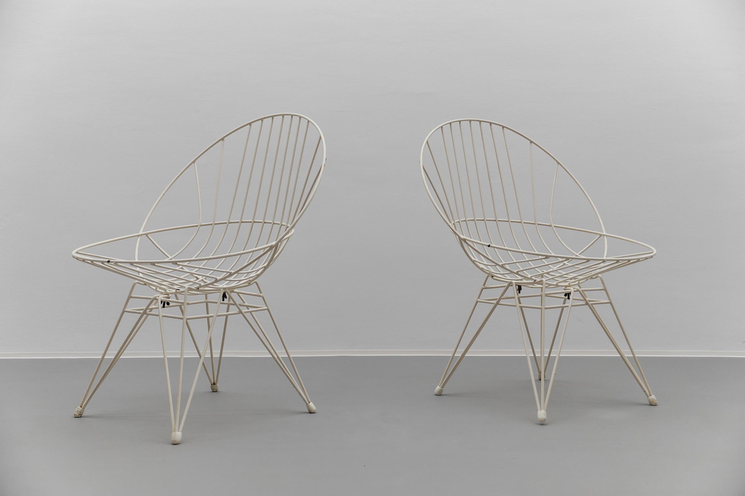 2x Combex Wire Chair + Table by Cees Braakman for Pastoe, 1950er Netherlands Bon état - En vente à Nürnberg, Bayern