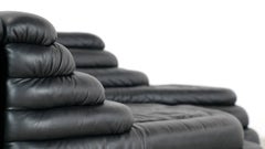 Two De Sede, Terrazza Sofa, Black Leather by Ubald Klug & Ueli Berger in 1973