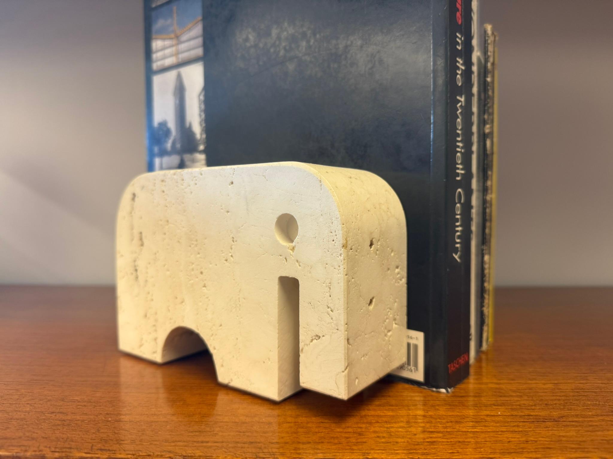 2x Elephant Sculpture Travertine Bookends di Enzo Mari, Italia, anni '70 in vendita 4