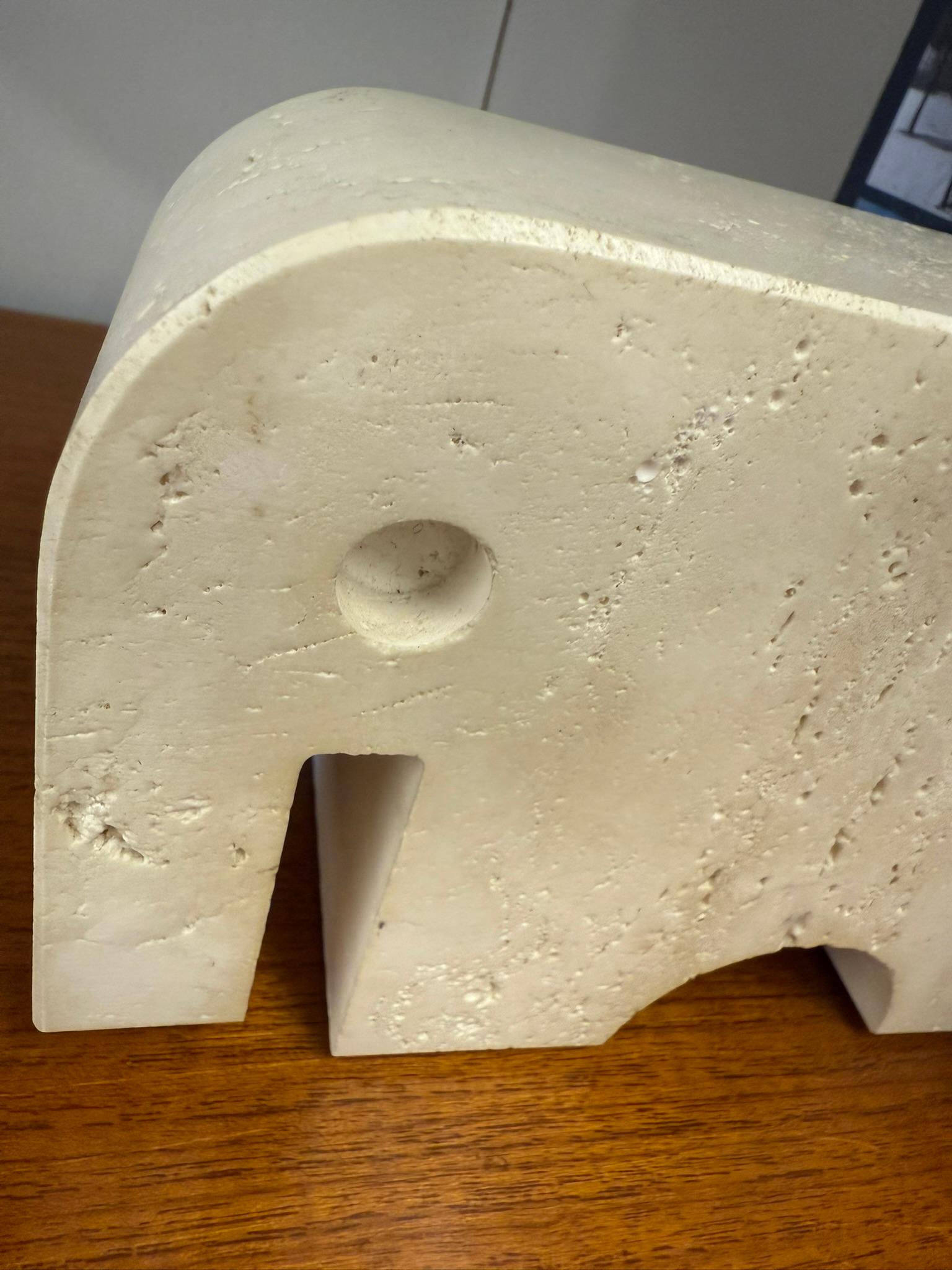 2x Elephant Sculpture Travertine Bookends di Enzo Mari, Italia, anni '70 in vendita 6